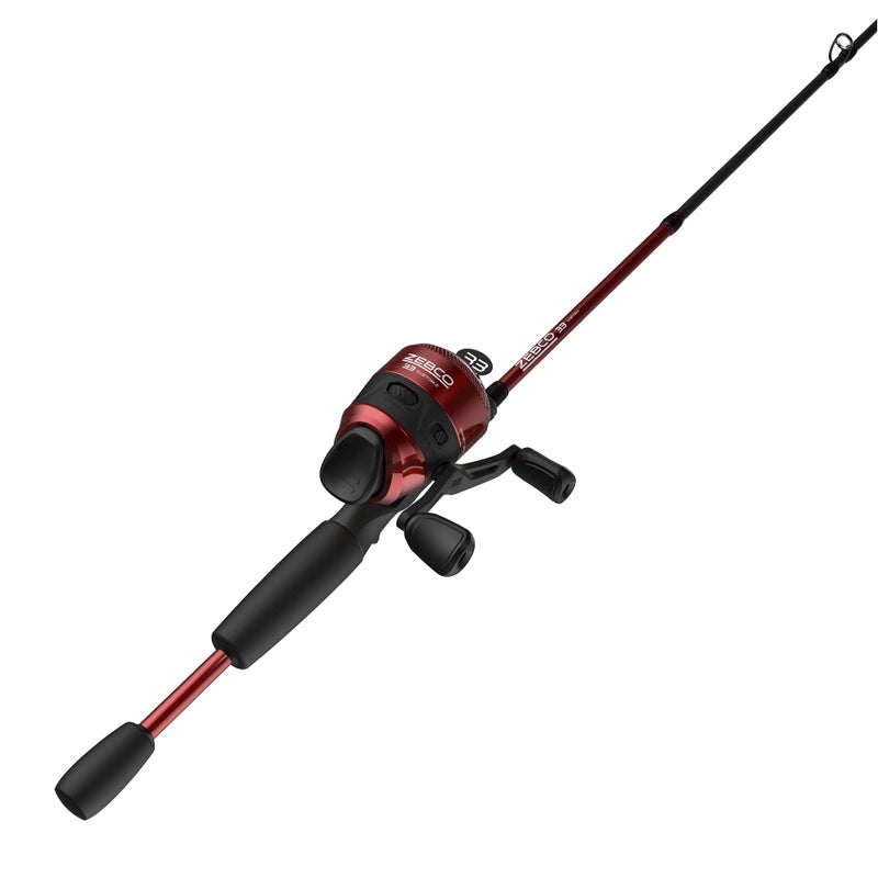 Zebco 33 Custom Z Spincast Reel and Fishing Rod Combo, 6-Foot 2-Piece Fiberglass Rod with EVA Handle, Quickset Anti-Reverse Fishing Reel with Bite Alert, Red, 30 - Image 1